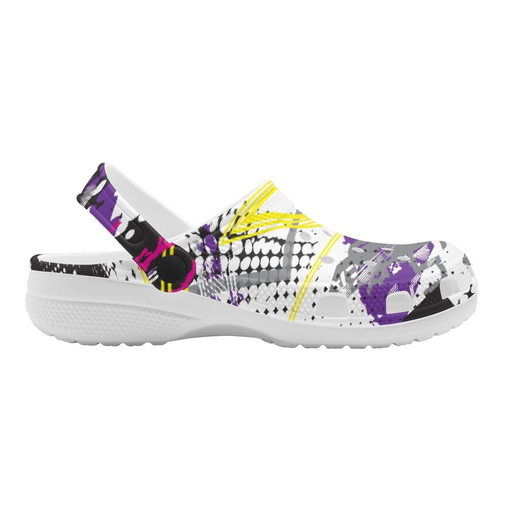 Printed EVA Slip On Clogs Unisex Lightweight Breathable Garden Shoes for Bathroom Beach Pool Home Summer Walking Garden Wear