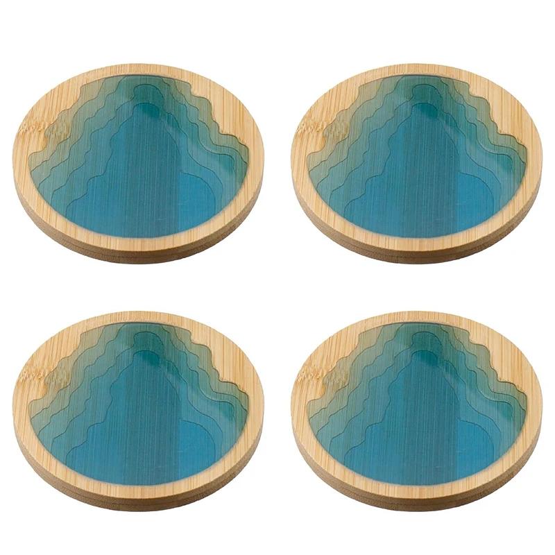 

4 шт. Подставка под чашку, художественная подставка, деревянная подставка, нескользящая, с теплоизоляцией, коврик для посуды, аксессуары для кухни, подставка под кофейную кружку diameter 9cm