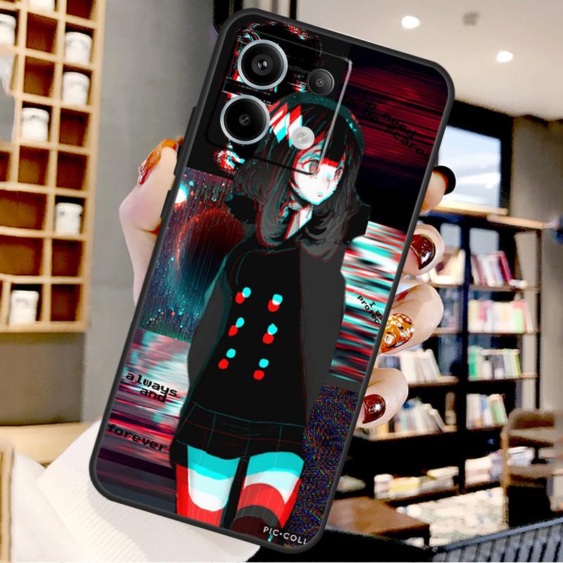 Anime Vaporwave Glitch For Xiaomi Redmi Note 14 Pro 9 10 11 12 13 15 Pro Plus Case For Redmi 15 15C 14C 12C 10C 13C