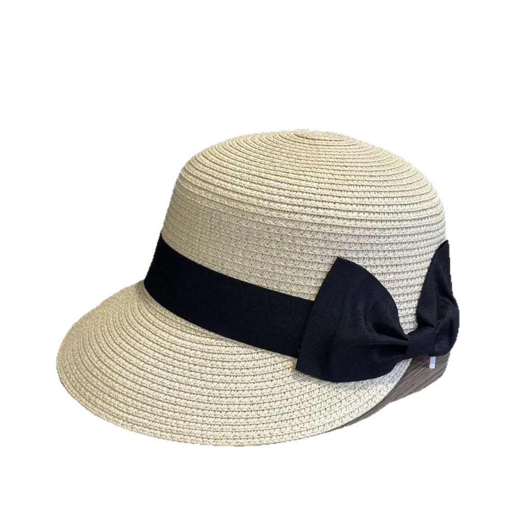 New bow straw cap children show their faces small summer straw hat travel sunscreen sunshade equestrian hat