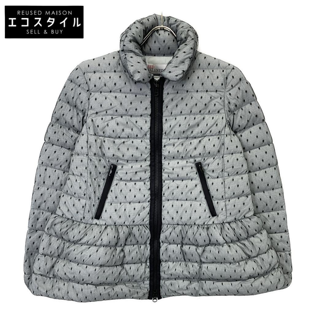 Red Valentino KR3CN00B Gray X Black Mesh Dot Short Down Jacket Jacket 40 grayUsed