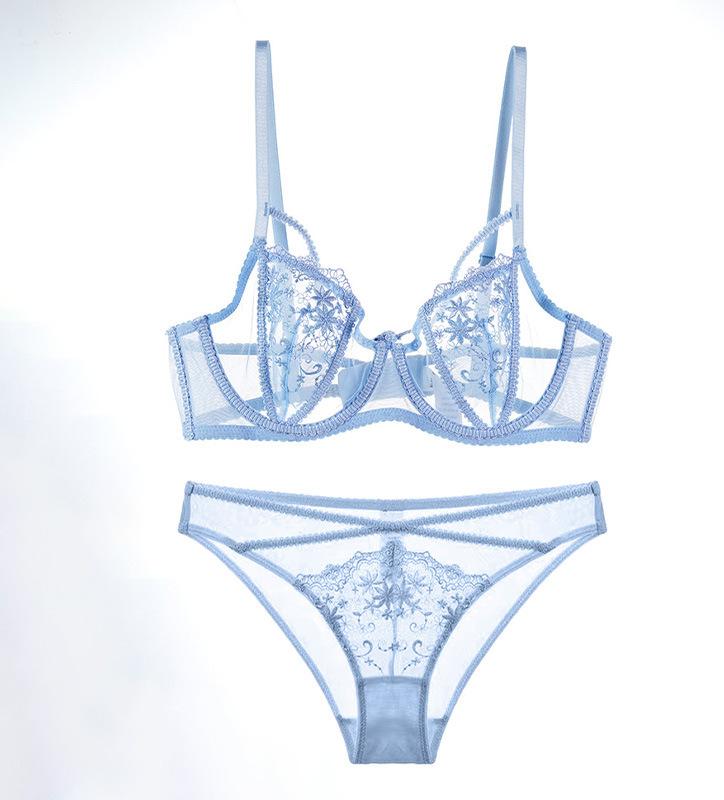 Lace Ultra-thin Bra, French Underwear, Women's Big Breasts Show Small Breasts, Breasts Gather Pure Desire, Sexy Transparent Bra