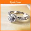Geometric Elegant Women White Copper Ring Diamond Weddings Engagements