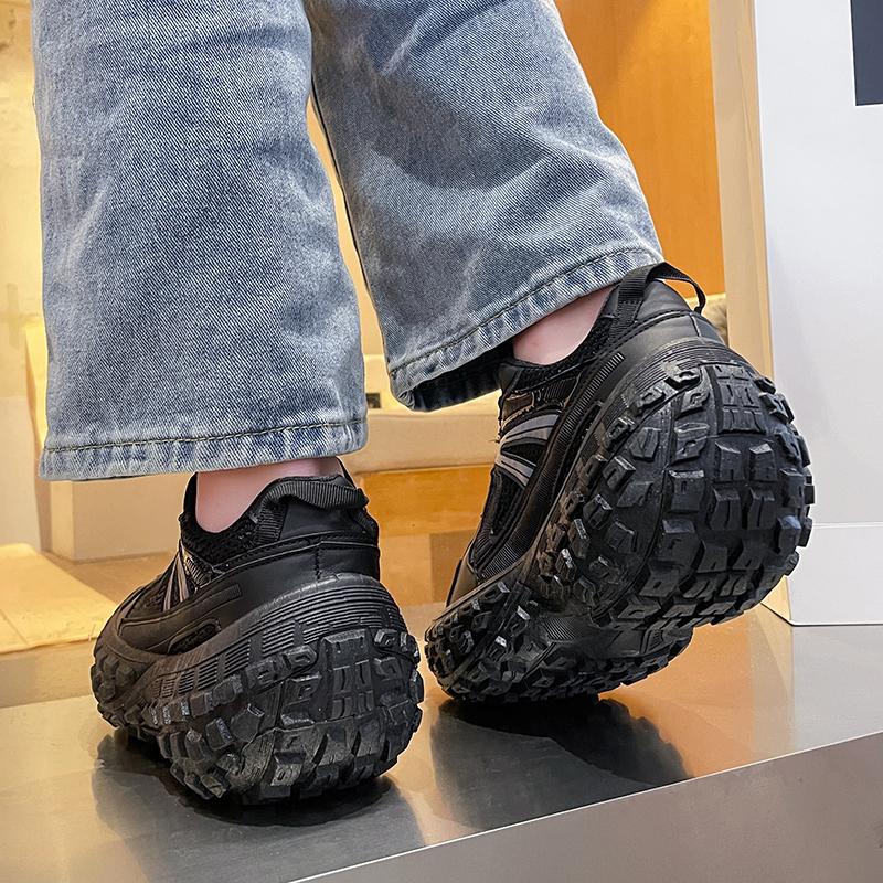 Fashion Leather Thick Chunky Dad Sneakers Luxury Women Girls Walking Tire Shoes Casual 2024 Designer Vulcanized Brand Female Footwear