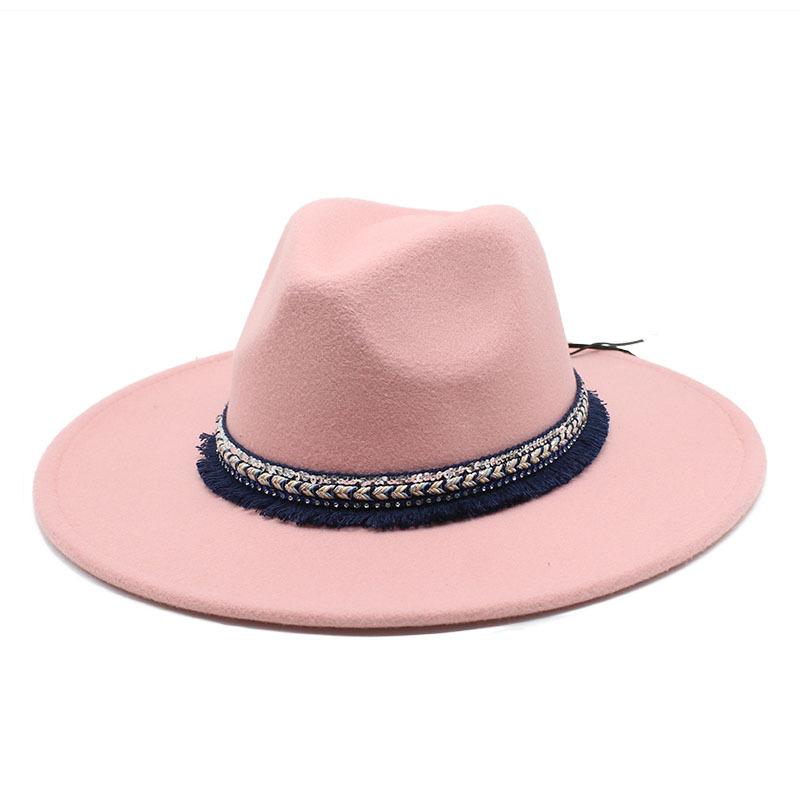 Pfirsichherz Top 9,5 cm Breite Krempe Zylinderhut Ethnischer Stil Accessoires Jazzhut Kaschmir Filzhut Gentleman- und Damenhut