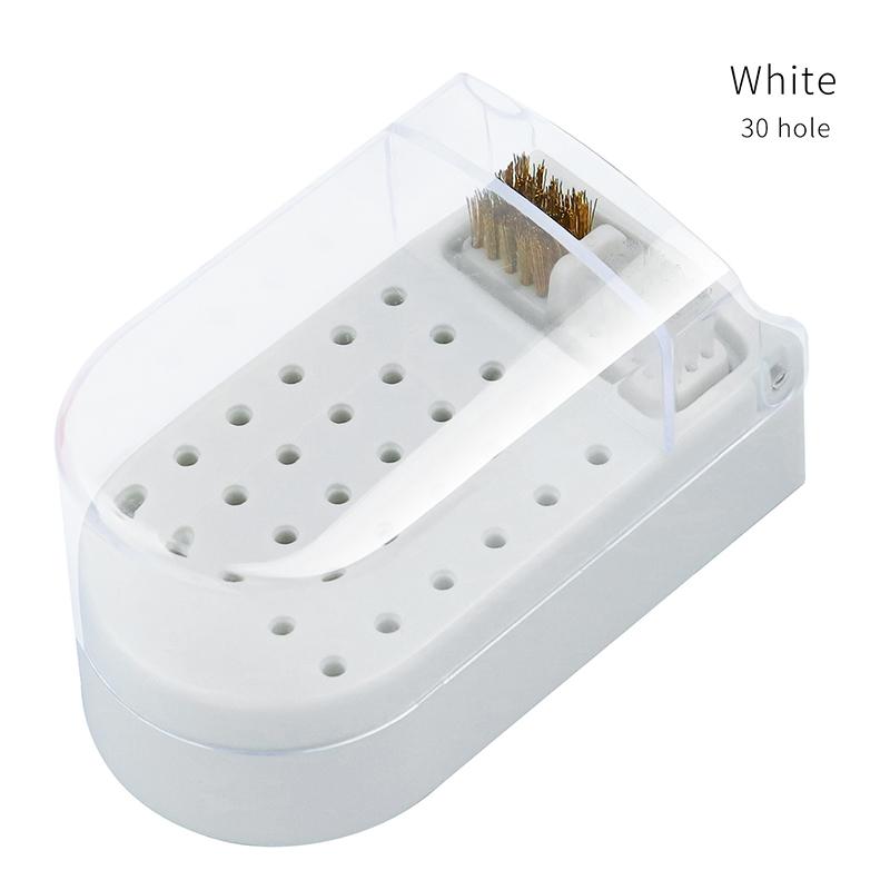 

30-Hole Nail Art Grinding Head Storage Box Drill Bit Storage Finishing Box Manicure Tools белый