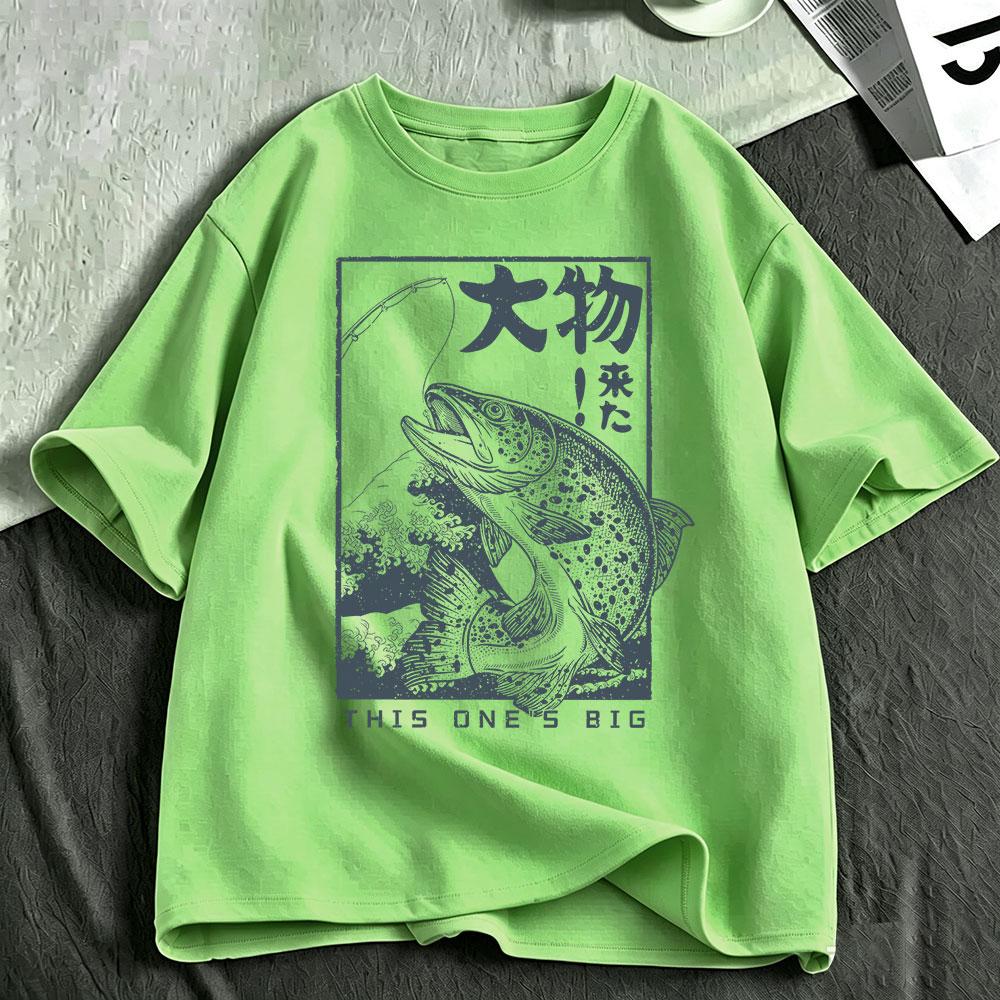 Japanese Fishing Ukiyo-e Fish Wave Graphic T-shirt Fisherman Angler T Shirt Outdoor Nature Fishing Lover Gift T-shirts Clothing