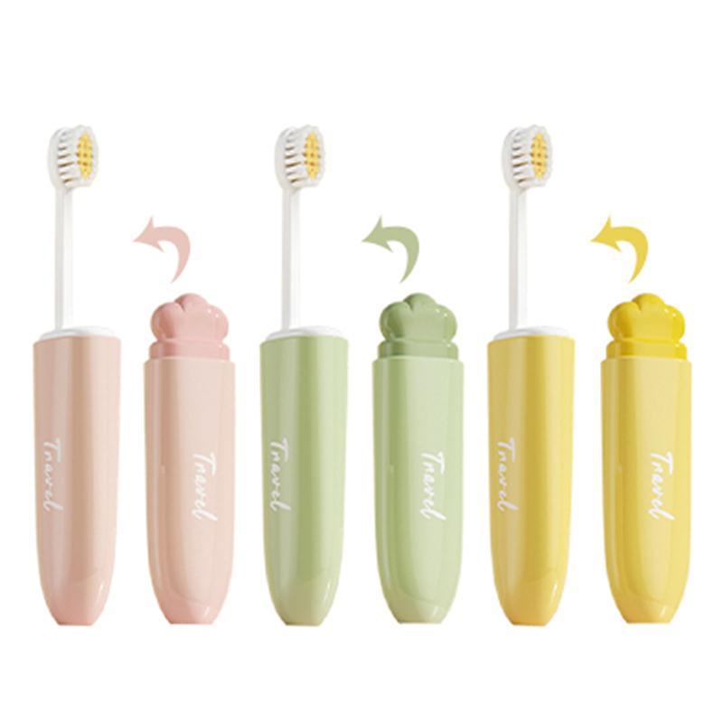 2 In1 Mini Travel Toothbrush Foldable Portable Small Dental Brush Space-Saving Soft Tooth Brush Adult Toothbrush