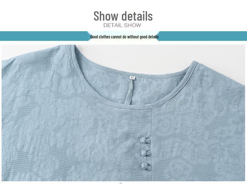 Elderly Women's Fashionable Cotton-Linen Summer Top - Short-Sleeved for Middle-Aged and Older Ladies