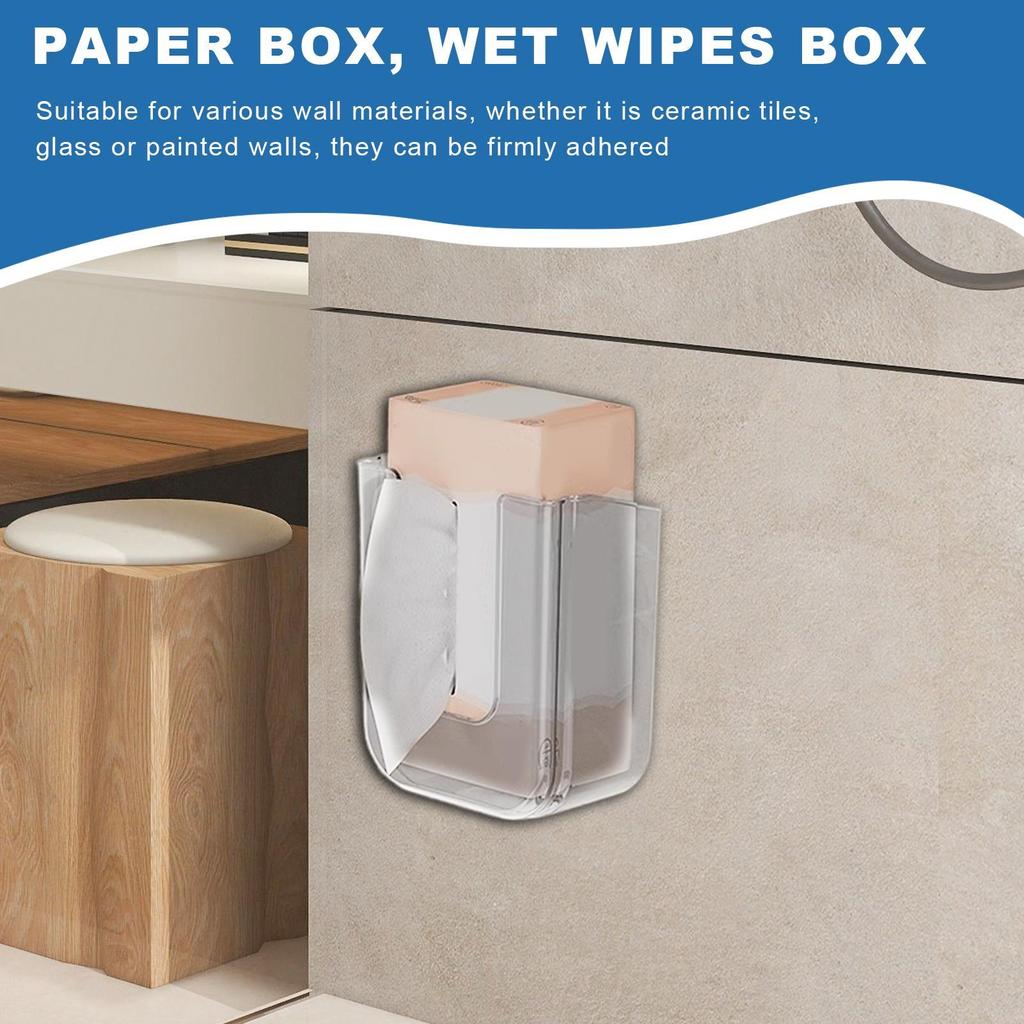 White/Grey Bathroom Wipes Holder Wall Mounted Storage Box Organizer Tissue Dispenser Adhesive Secure Mount For Home Storage Boxs
