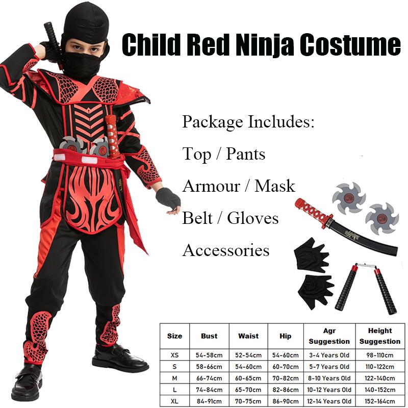 Boy Gold Dragon Costume Assassin Cospaly World Book Day Fancy Dress Up Girls Red Black Warrior Carnival Costumes XS