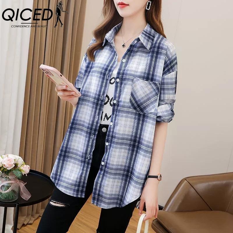 QICED Mote dame avslappet langermet POLO-hals bluser og skjorter