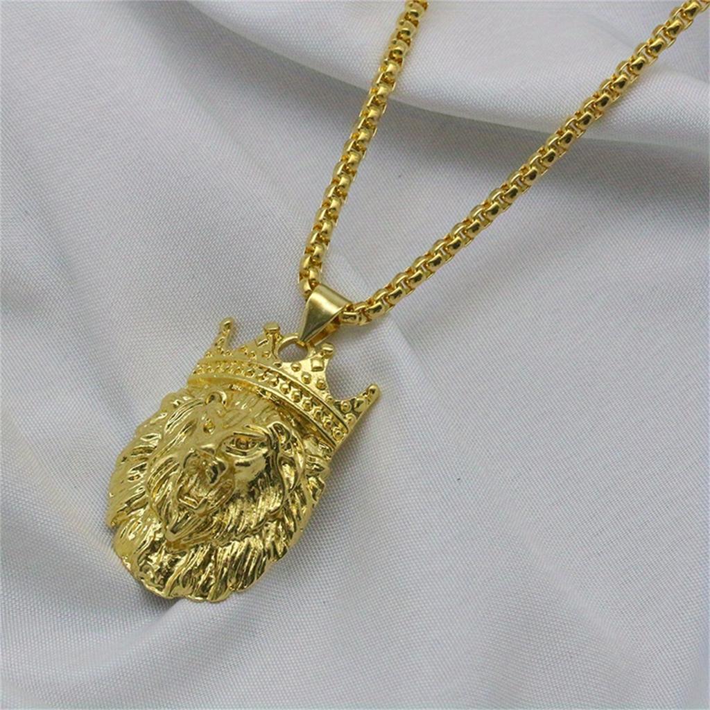 Collier pour homme style punk hip-hop avec pendentif tête de lion, bijou en forme de statue d'animal, cadeau d'anniversaire, accessoire tendance sur le thème des animaux
