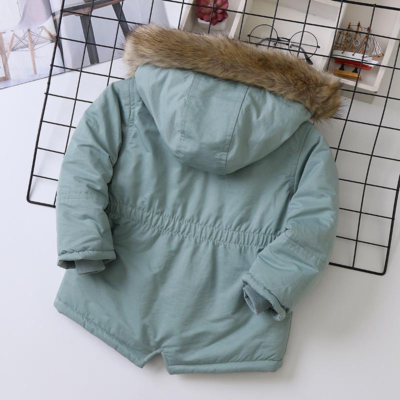 Girls Cotton-padded Coats Velvet and Thickened Winter Outerwear Fashion Hoodie Jacket Children Clothing