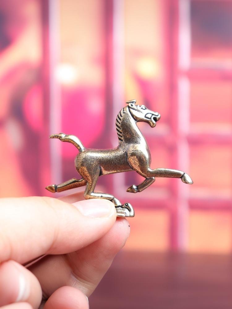 1PC Brass Horse Figurines Home Desktop Decoration Fortune Zodiac Horse Office Decor Miniatures Bronze Collectible Crafts