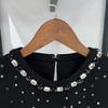 French Niche 2025 A/W Rhinestone Little Black Dress: Sleeveless, Round Neck, High Waist, A-line Short Skirt.