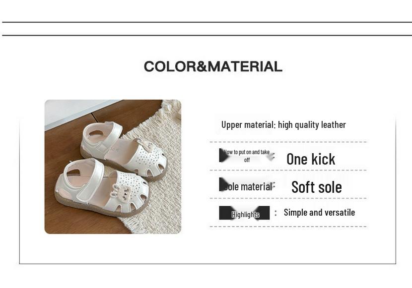 Girls' Non-slip Summer Shoes: 2026 Closed-Toe Sandals, Cartoon Princess Design, Breathable Soft-Soled for Stability