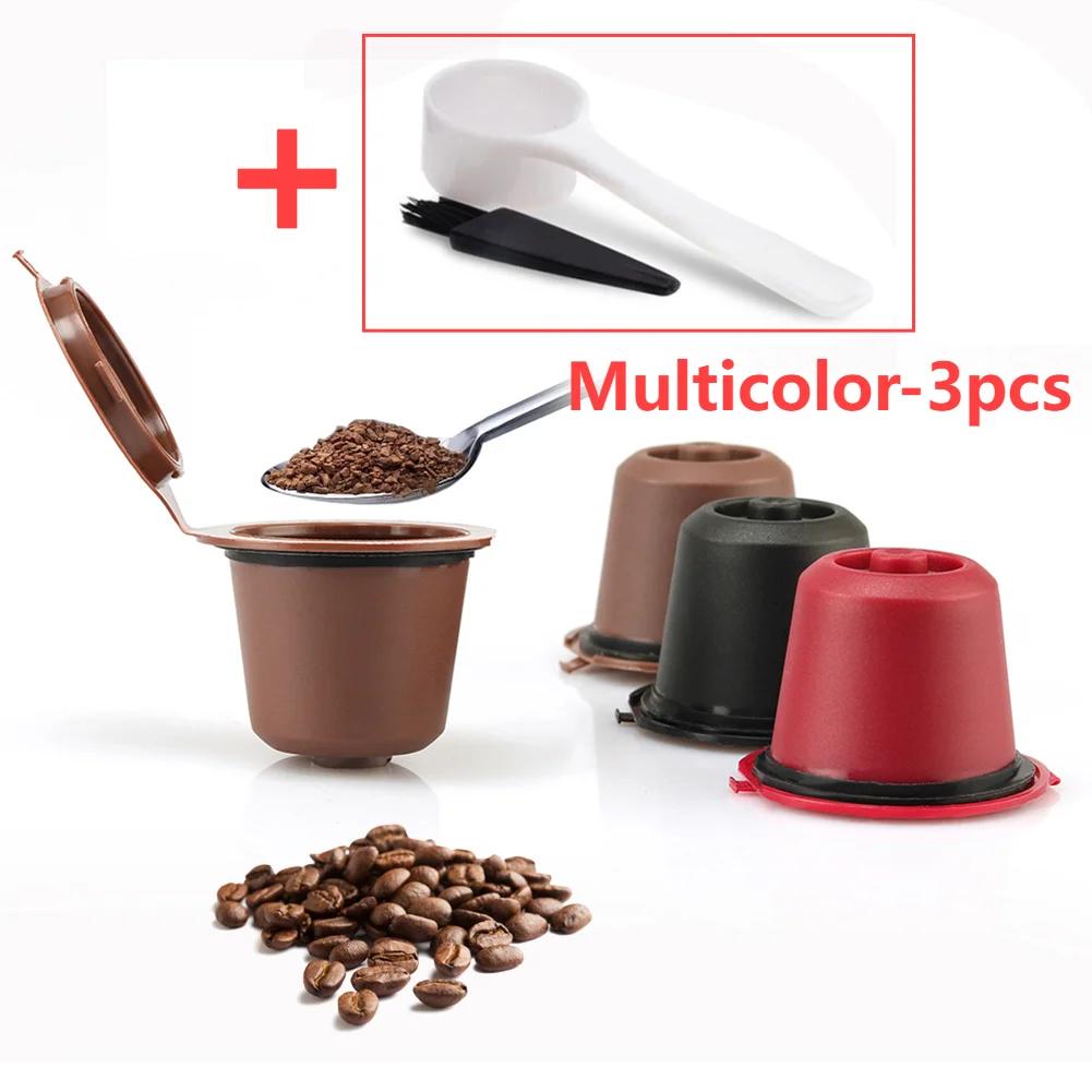 Refillable Reusable Nespresso Coffee Capsule Reutilisable Nespresso Pods with a Spoon a Brush Plastic Coffee Spoon for Cafe Bar