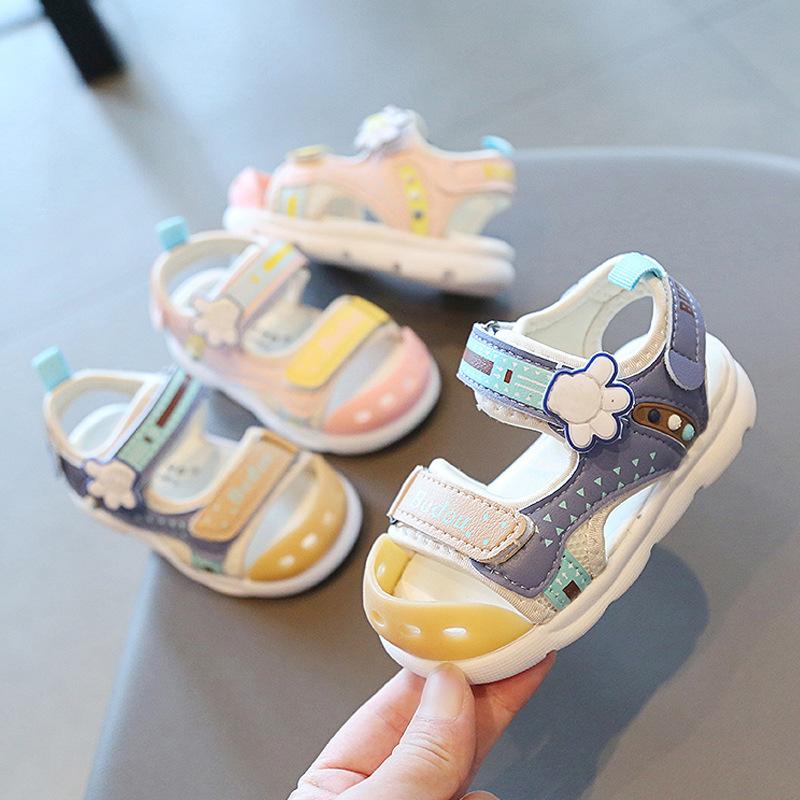 Fashion 2024 Summer New Children's Sandals Baby Toddler Shoes Girls Baotou Beach Shoes Soft Bottom Non-slip Boys Sports Sandals Leisure