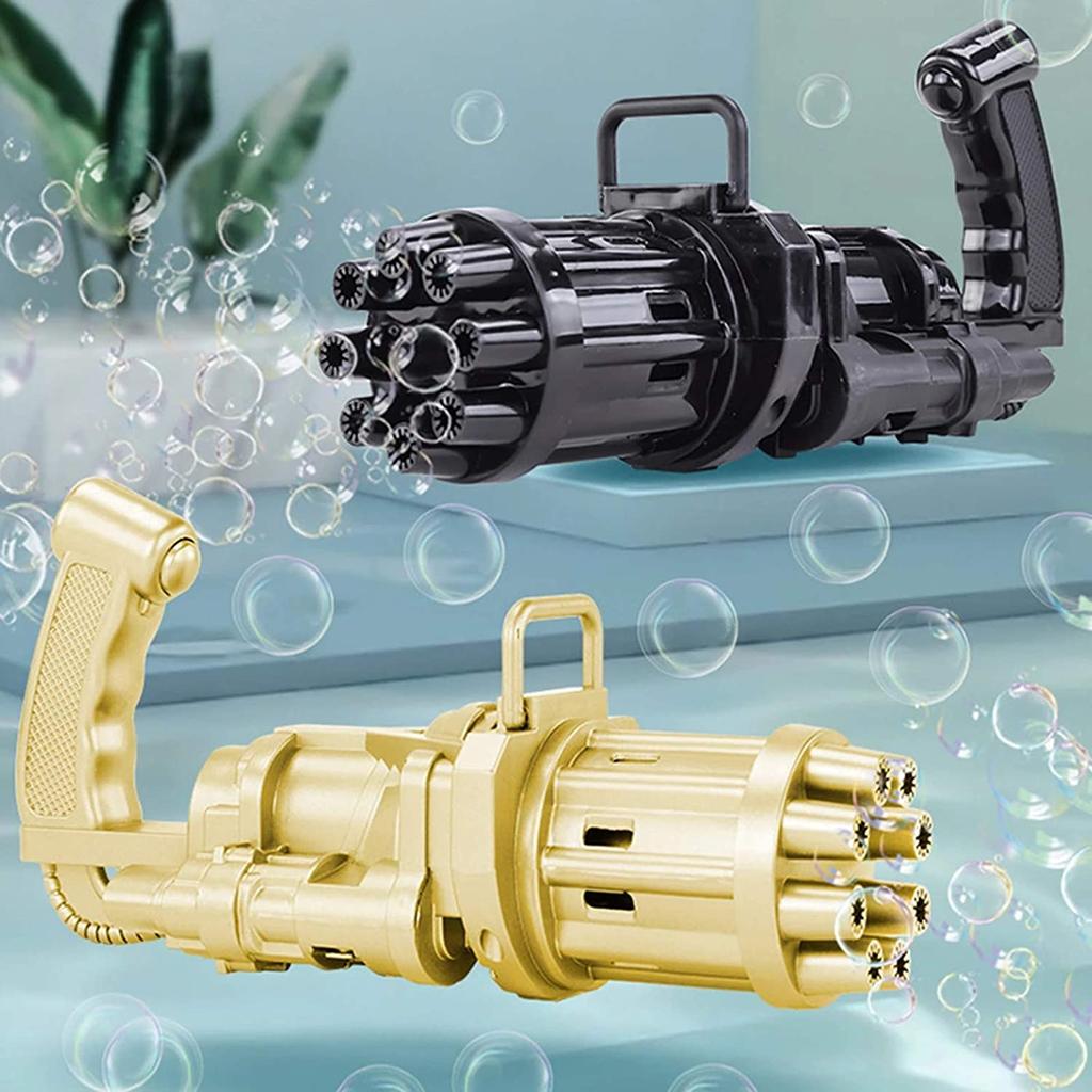 Electric Gatling Bubble Machine Bubble Maker Safe Summer Cooling Fan Outdoor for Kid,Eight Hole Huge Amount Automatic Bubble Maker Electric Bubble