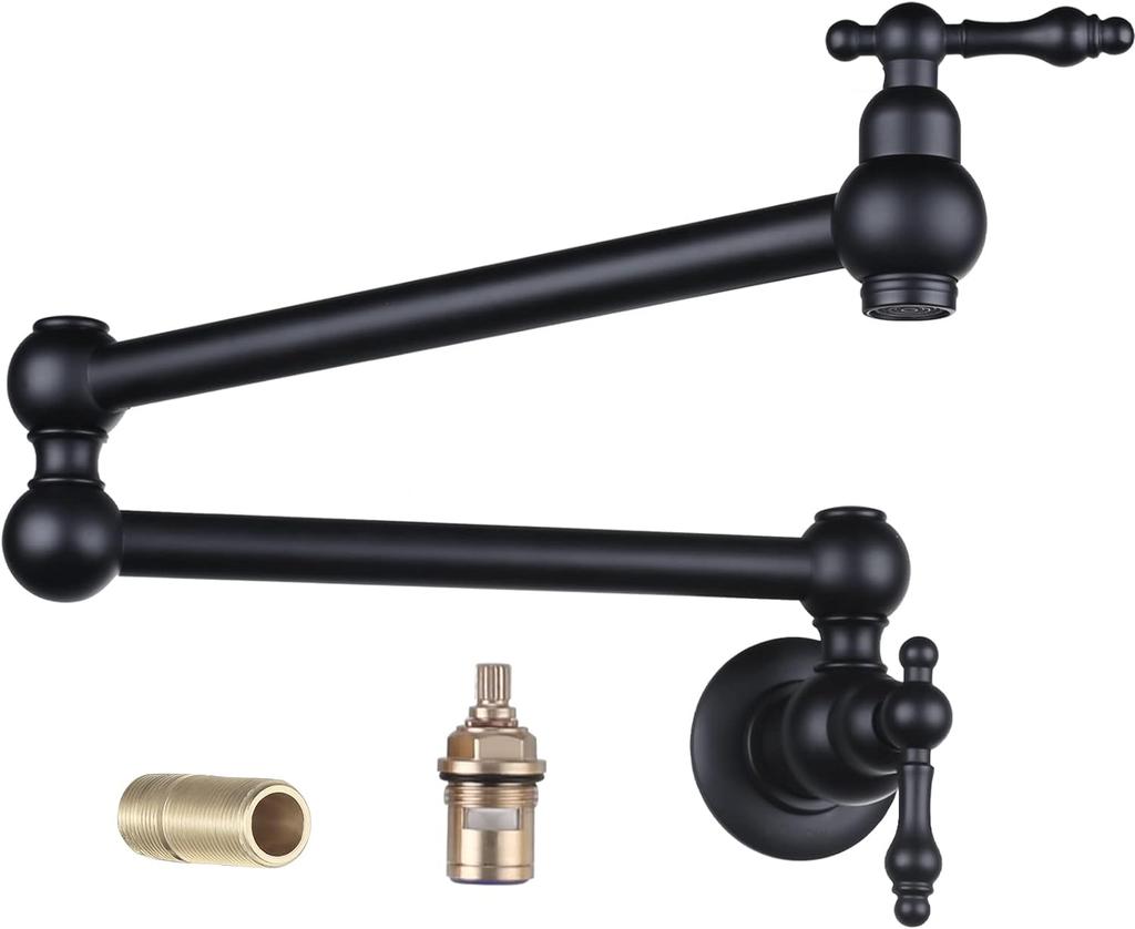Rubinetto Cucina Monocomando a Parete in Ottone di Lusso per Riempimento Pentole, Flessibile, Rotazione 720°, Risparmio Idrico, Rubinetto Freddo
