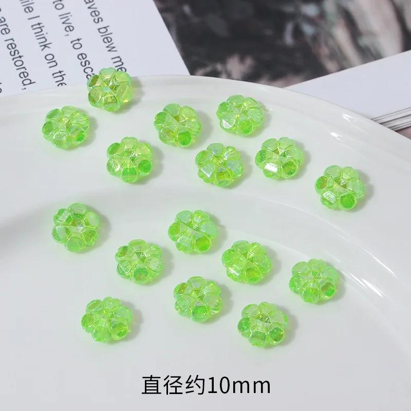 ZW10 50pcs 10mm Plating Color Flower Bright Acrylic Beads Spacer Beads Jewelry Making DIY Bracelet Exquisite Trend Wholesale