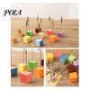 Metal Pole Memo Stand 2 Pcs Wooden Cube Base Holder with Clips, Mini Table Multi-combination Number Stands for Name Cards, Photos, Memos, Wedding,
