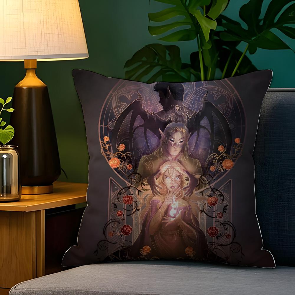 Fantasy Novel A-A Court Of Thorns And Roses 8 Natural Linen Pillow Case Double-Sided Decor Sofa Pillowcase Home Decor