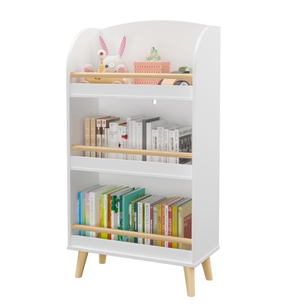 US 3 Tiers Kids Bookshelf Toy Storage Organizer Wooden Bookshelf Book Display Shelf Toy Storage Organizer For Playroom Nursery