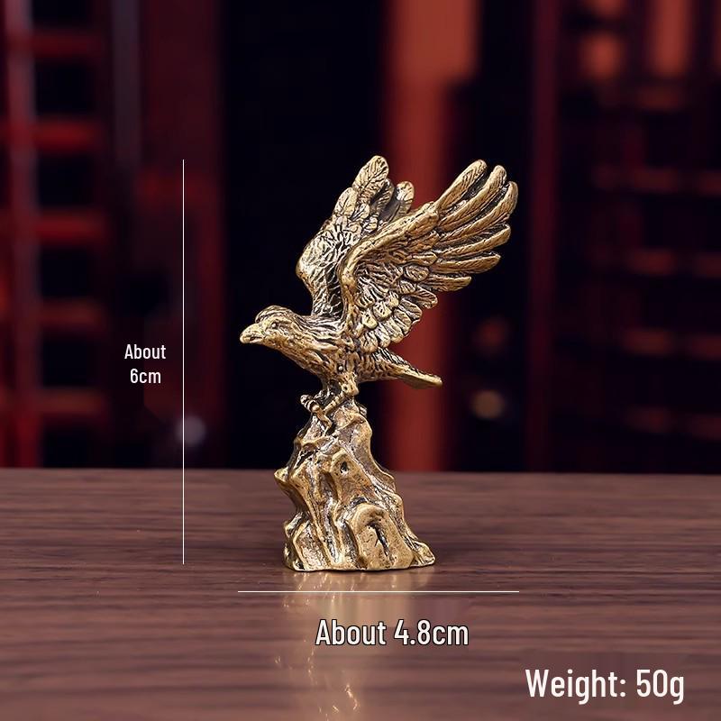 Vintage Bronze Eagle Figurine: Brass Ornament for Living Room or Office