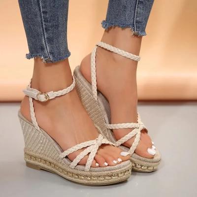 Mode Ankelrem Kileklack Sandaler för Kvinnor Korsremmade Tjock Plattformsandaler Kvinna Sommar Spänne Gladiator Skor Damer 36-42