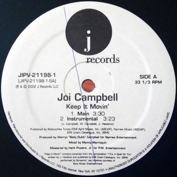 

12inch Record JOI CAMPBELL Keep It Movin JIPV211981 J RECORDS 2002 US SoulFunk Used