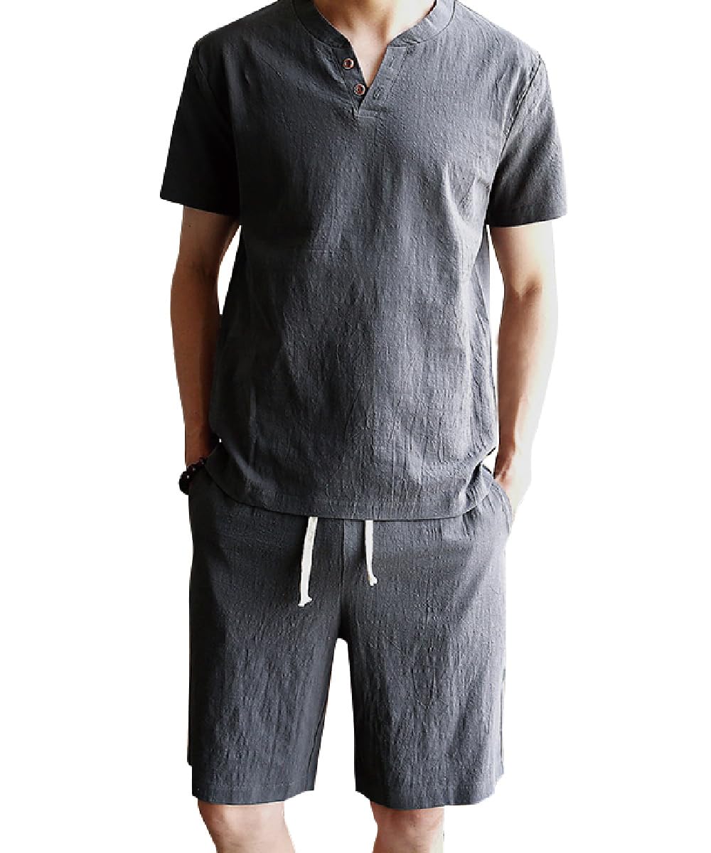 

three Joy Pajama Short and Size M Men s Set, Loungewear, T-shirt, Sleeves, Shorts, Pants, 100% Cotton, Gray, серый