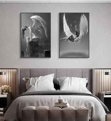 Belle affiche avec image de fille-ange, impressions de mode gothique, art mural, images HD, toile, peinture pour le salon,