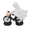 Bike Ghost Rider Statue with Pumpkin Resin Cycling Figurine Ornament for Holiday Scene Desk Decorati
