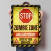 Zombie Zone Warning Sign Printed Poster Customized Wall Art Retro Vintage Metal Tin Signs for Gamer Decoration Room Home Decor