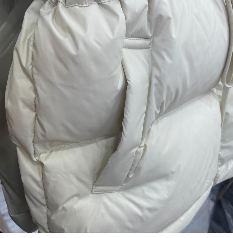 Damen Daunenjacke mit Kapuze Warm Herbst Winter Oberbekleidung Einfacher Kordelzugmantel Koreanischer Stil