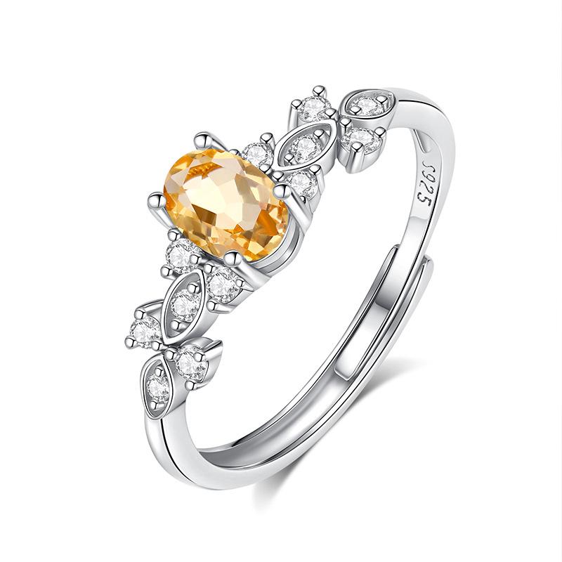 Europe, America, Fashion Natural Stone Pigeon Egg Jewelry S925 Sterling Silver Ring Women's Leaf Design Premium Ring Women's