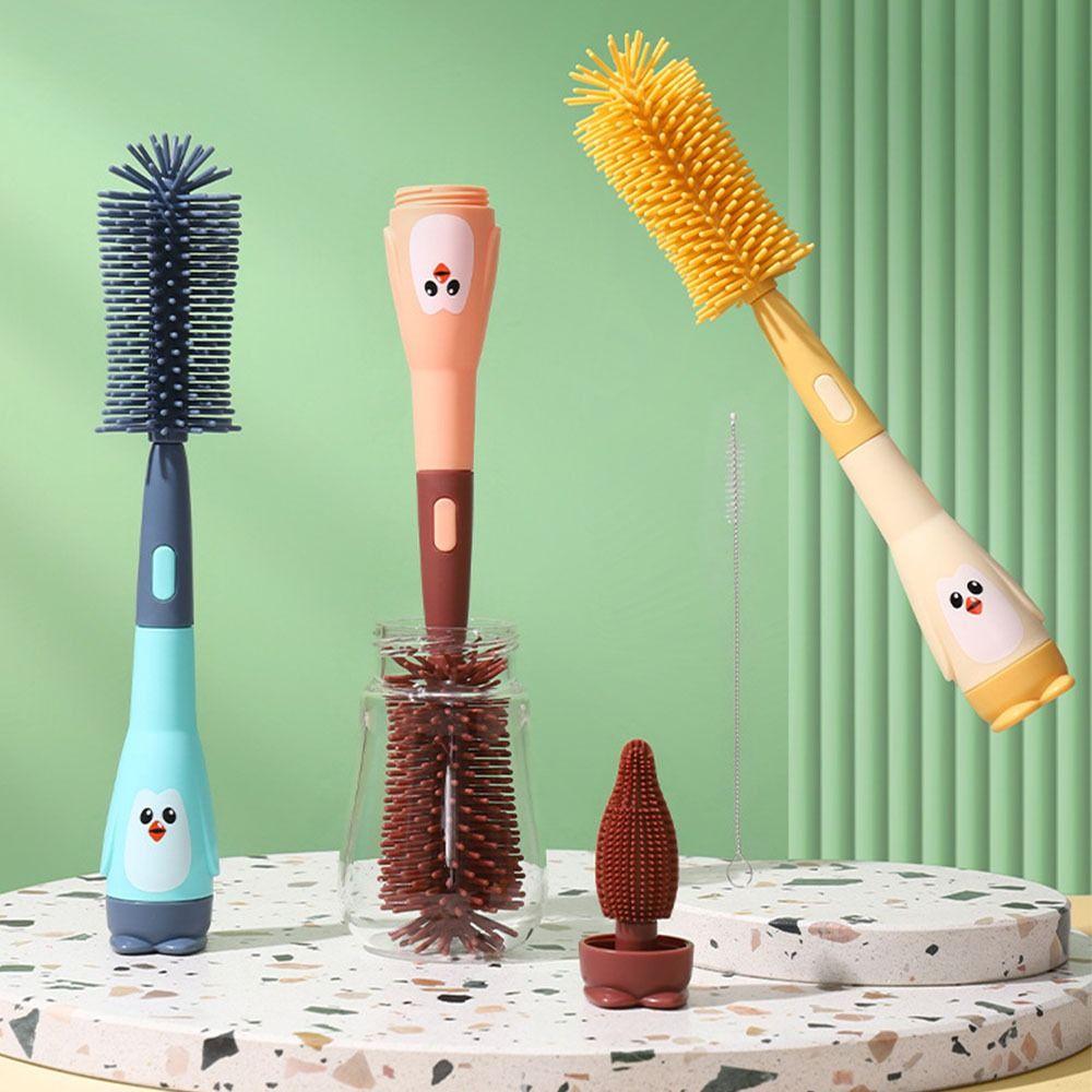 

Nipple Cup Cleaning Tool Baby Bottle Brush Set Bottle Cleaning Brush Cartoon Penguin Bottle Brush