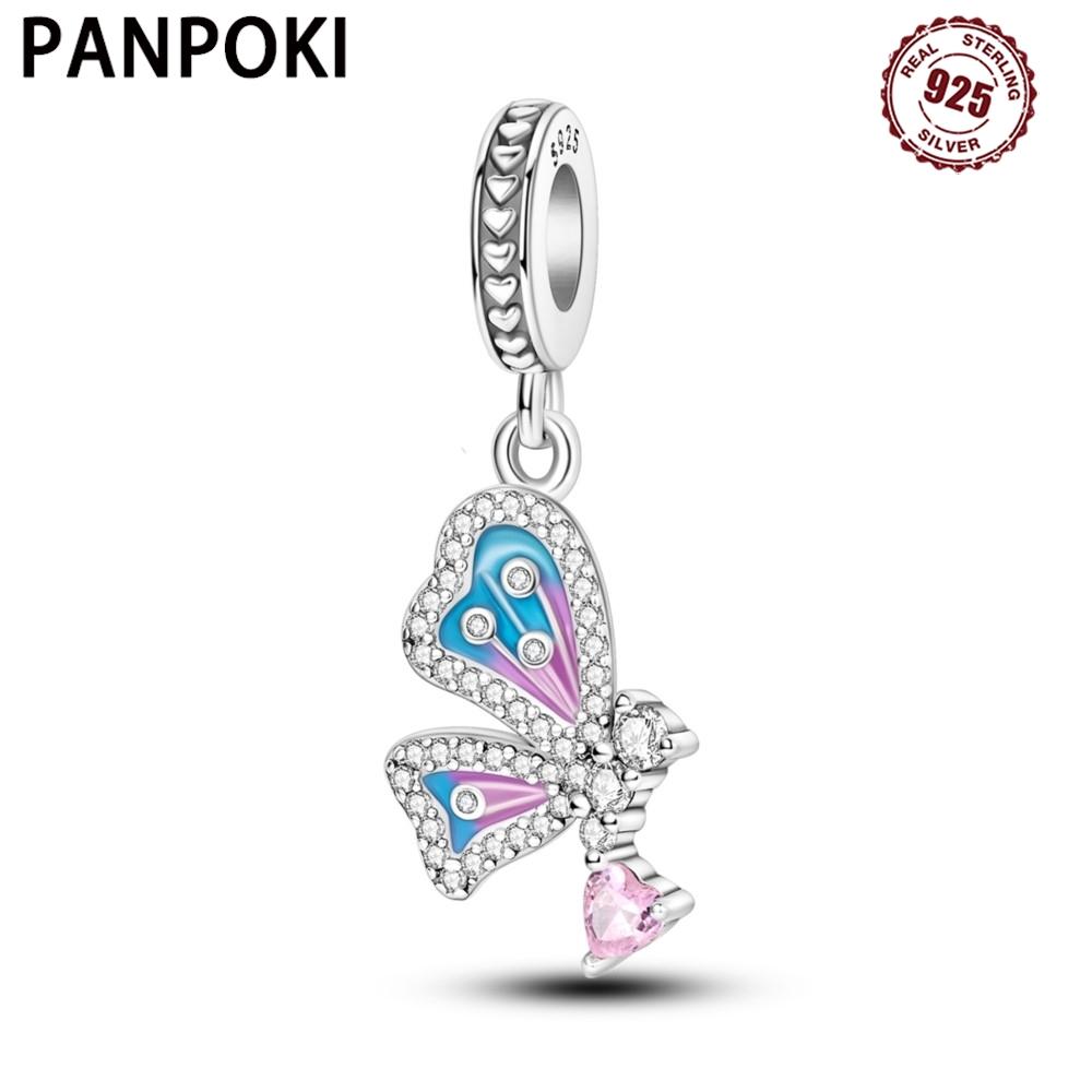 PANPOKI Copper Metal Butterfly Insect Pendant Bead Component Authentic Original Pendant Bead Components Bracelet High Quality Fine Jewelry Charm Bead