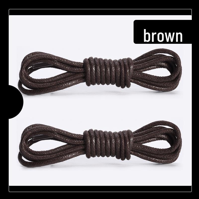 Waxed Shoelaces: Thin 0.25cm Round for Leather Shoes & Martin Boots - Black, White, Brown (One Pair)