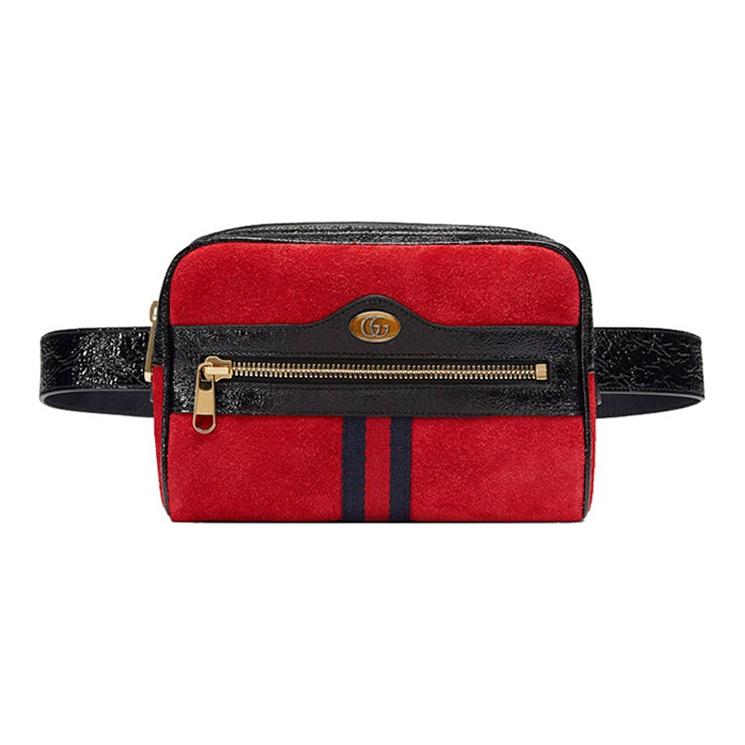 Gucci Ophidia Striped Web Patent Leather Trim Shoulder Crossbody Bag Unisex bags Red Black 517076-0KCDB-8670