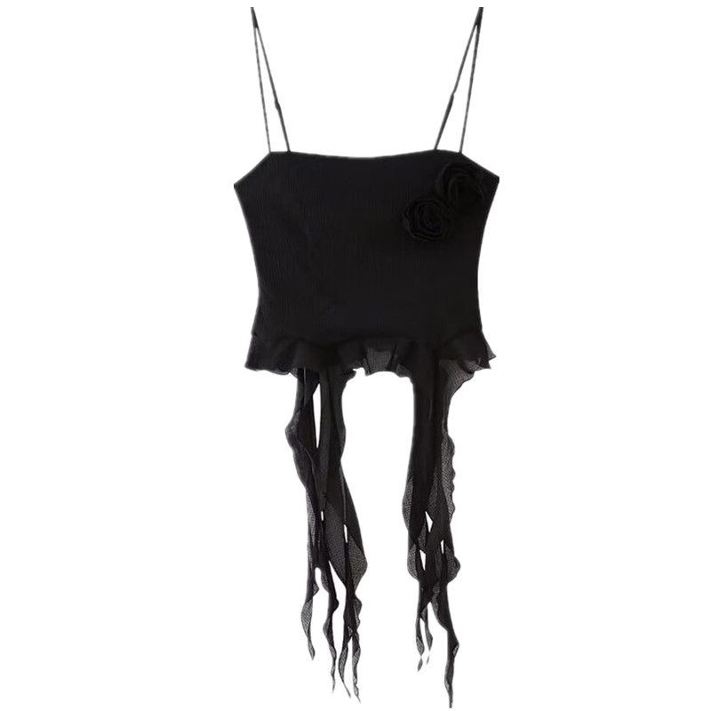 Fashion Style 2024 Summer New Product Women's Clothes Design Convex Flower Thin Cotton Yarn Quality Sling Tops 0881051