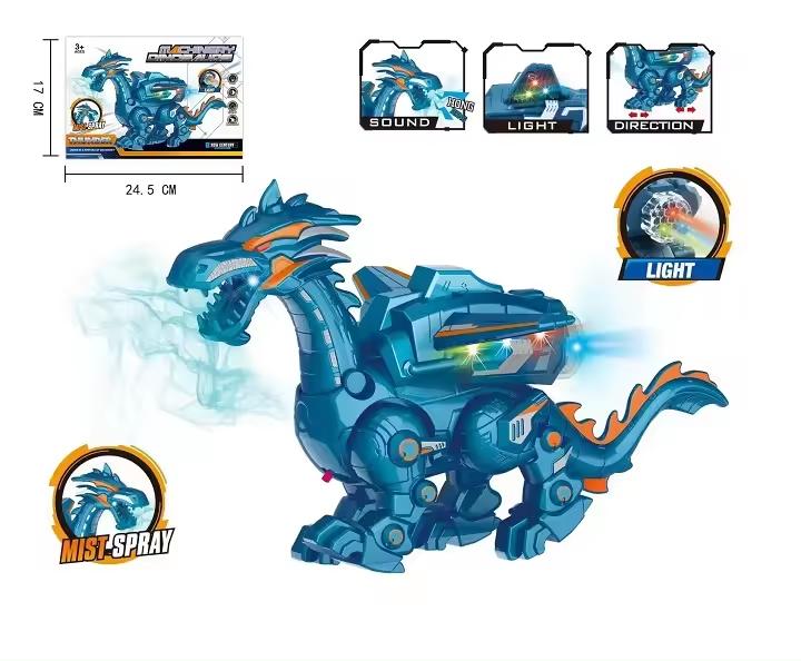 Electric Interactive Spray Fire Dinosaurs Toys Simulation Walking Shaking Dragon Boy Kids Toy Christmas Gift Fine Electronic Pet