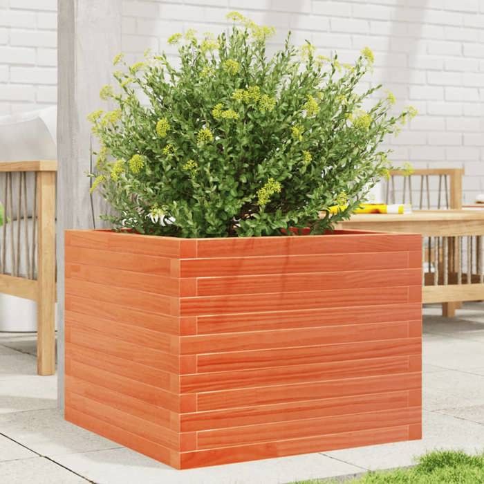 VidaXL Planter Wax Brown 60x60x45.5 Cm Solid Pine Wood, Outdoor Planter, Flower Box, Plant Box, 847250