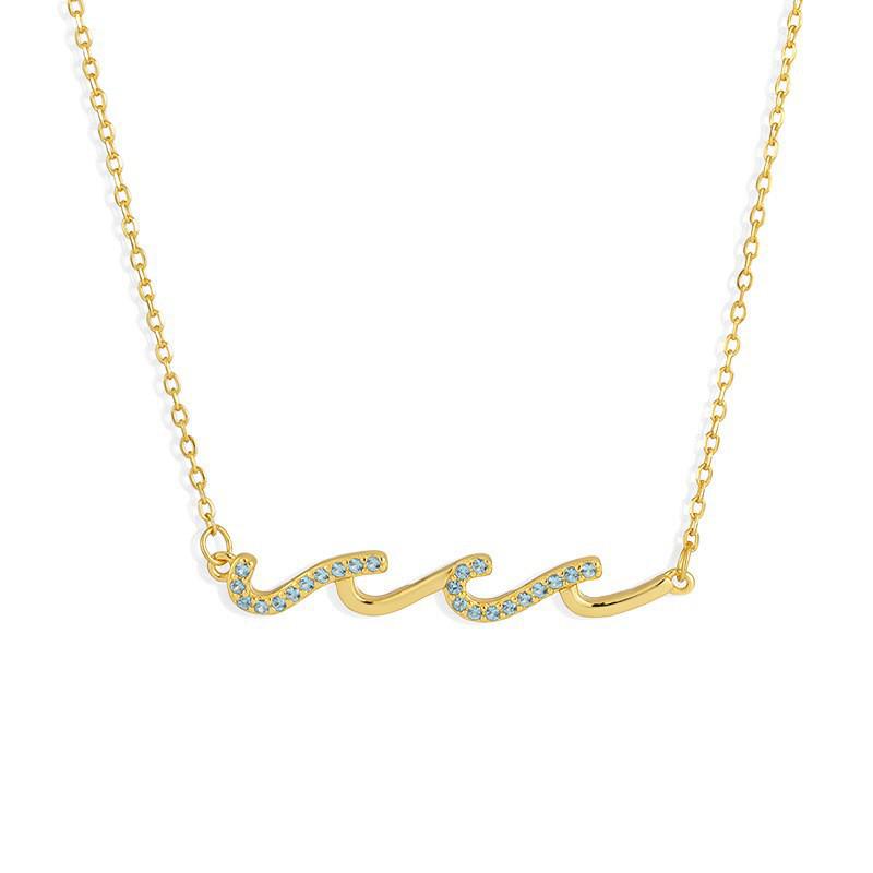 

European and American Cross-Border Rhinestone Wave Necklace: Trendy, High-End, Light Luxury Clavicle Chain for Women