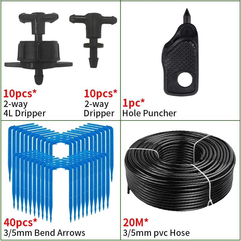 2/4-Way Drip Arrow Irrigation Set Gardening Water-Saving Drip Irrigation System Greenhouse Planting Watering 3/5Mm Hose Kit