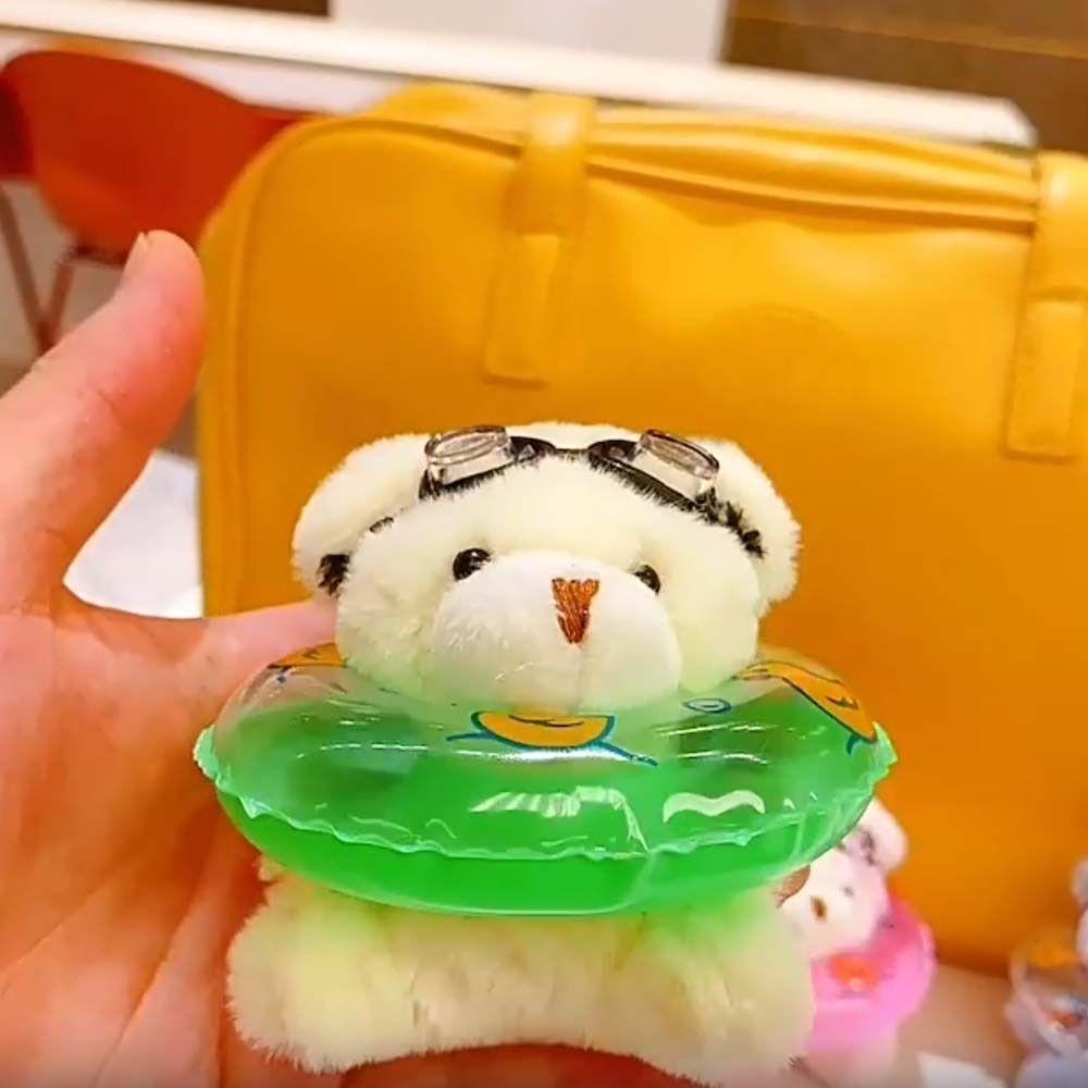 Stuffed Goggles Animal Pendant PVC Plush Bear Key Ring Creative Swimming Bear Keychain  Gift