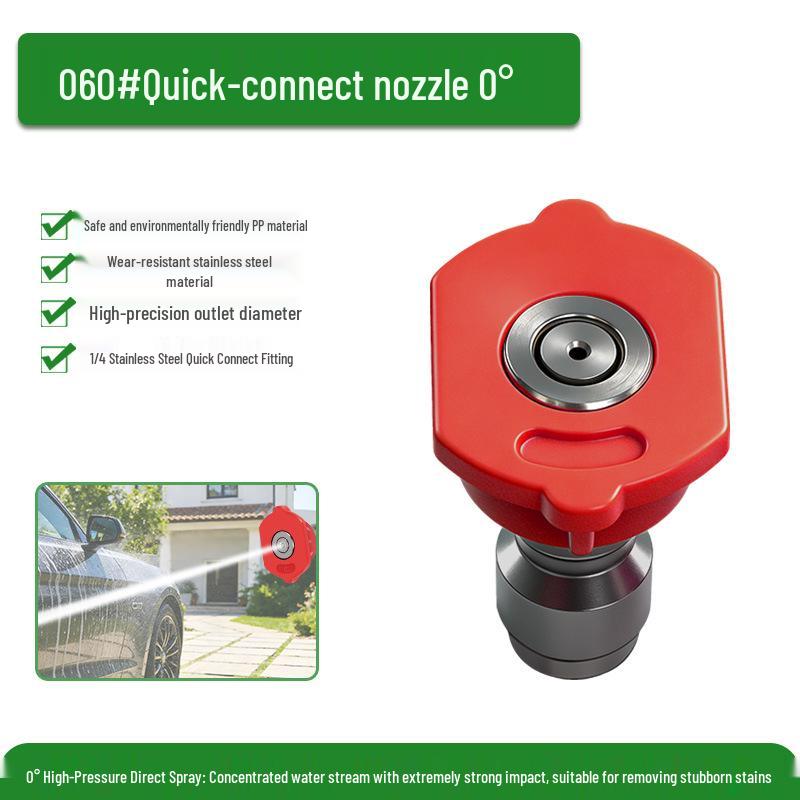 1/4 Quick Connect Colored Fan-Shaped High-Pressure Washer Nozzle with Stainless Steel and Rubber Sleeve