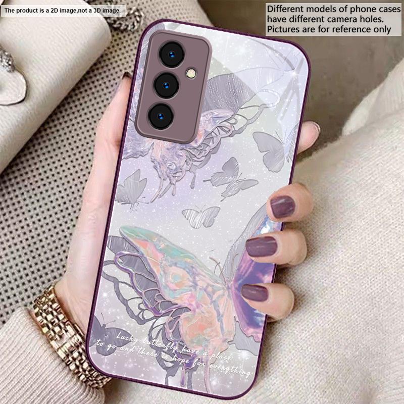 Glücklicher Schmetterling Malerei Für Samsung A01 02 A03 Core 04 05 06 10 12 A13 14 5G 15 16 M02 12 Note 8 9 10 20 Glas Ultra Handyhülle